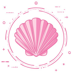Pink Seashell Vector Graphic with Abstract Decorative Lines and Shapes