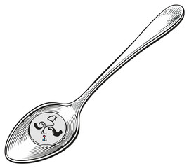 Spoon with Abstract Design Engraved in Bowl Decorative Silverware Detail