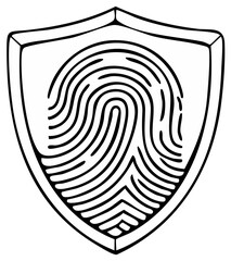 Shield with Fingerprint Symbol for Security and Identity Protection