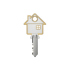 House key with gold trim on Transparent Background