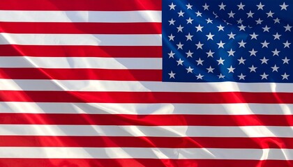 Obraz premium United States flag with thirteen red and white stripes and blue canton of fifty white stars, fabric texture.
