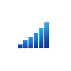 Growing blue bar chart on Transparent Background