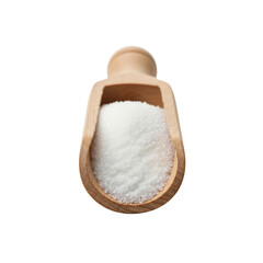 Salt in wooden scoop overhead