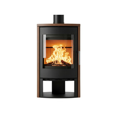 Burning wood stove with flames