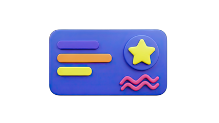 3D Icon of a Purple Card with Colorful Elements