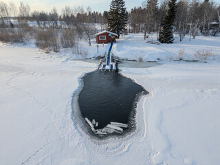 Ice swimming place of Raahe at wintertime