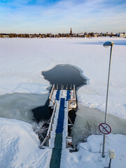 Ice swimming place of Raahe at wintertime