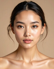 Ultra realistic studio portrait photo of a young adult Asian Japanese woman, natural skin texture.