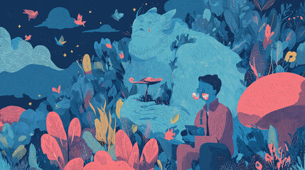 Character Illustrations Using Risograph Color Style 