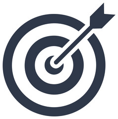 Dart hitting the center of a target, bullseye icon
