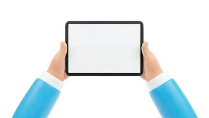 Cartoon Hands Holding a Blank Tablet