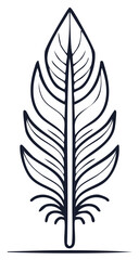 Fototapeta premium Stylized feather illustration, simple black and white design