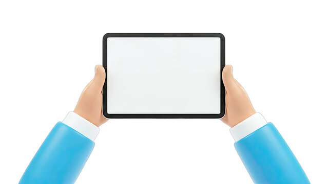 Cartoon Hands Holding a Blank Tablet