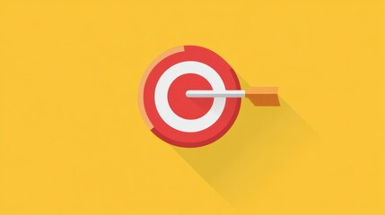 Target bullseye with arrow concept illustration on a bright yellow background
