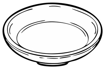 Obraz premium Bowl illustration Black and White Drawing Outline Bowl Isolated Clear Bowl Line Art Image Simple Vessel for Serving Food