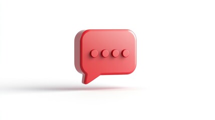 Three dimensional red speech bubble icon isolated on white background