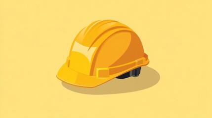 Vibrant yellow safety helmet isolated on a solid background construction concept