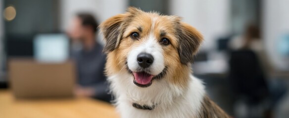 Endearing pets at work enhance the cozy and inviting workspace atmosphere.