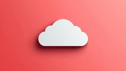White cloud graphic against a vibrant red background symbolizing data storage
