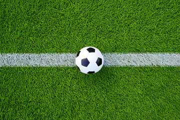 Soccer Ball on Green Field Center Line Sports Action