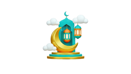 Ramadan Lanterns and Crescent Moon