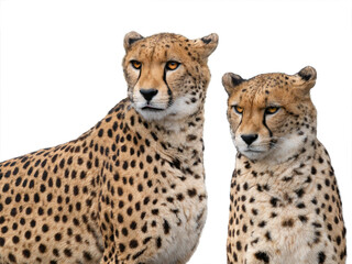 two cheetan isolated on white background