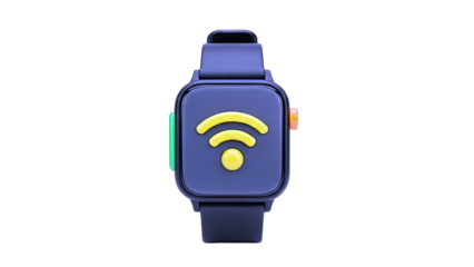 Smartwatch with Wi-Fi Symbol and Colorful Buttons