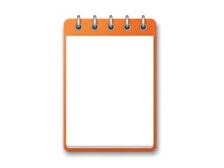 Blank orange notepad with white background