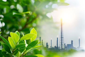 power plant with tree, green industry eco power for sustainable energy © tanit