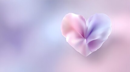 Fototapeta premium Soft pastel heart shape with gentle pink and purple gradients floating on dreamy blurred background for romantic designs and Valentine's Day projects.