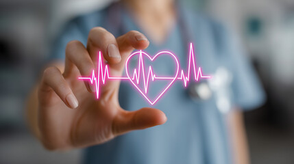 Healthcare Worker Holding Heart Monitor Icon