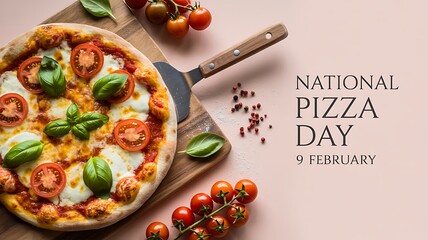 National pizza day celebration with fresh italian pizza
