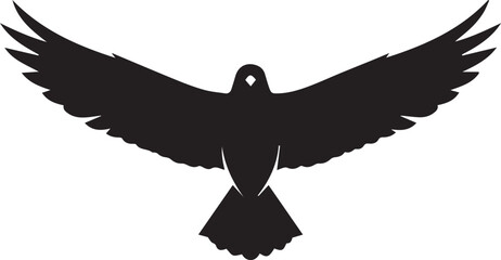 Black silhouette of a bird with outstretched wings, representing freedom and flight