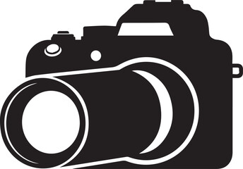 Black and white illustration of a classic camera, symbolizing photography and image capture