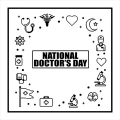 A Professional Healthcare National Doctors Day Symbol, Showcasing Medical Practitioner and Digital Hospital Stethoscope Physician Appreciation Service in a Flat Design Minimalist Vector for Wellness.