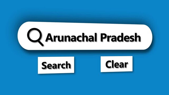 Search bar with the word Arunachal Pradesh and search and clear buttons on a blue background India state