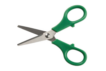 Green handled scissors handles isolated on a transparent background