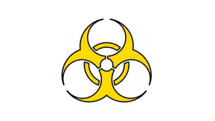 Biohazard symbol in yellow and black color