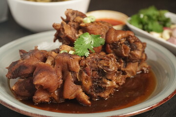 Khao Kha Moo Thai Chinese Braised Pork Leg with Rice and Traditional Pickled Vegetables