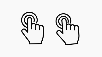 Obraz premium Two identical line art icons depicting a hand tapping or clicking, symbolizing interaction or selection.