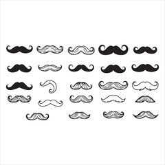 set of vector elements of mustache