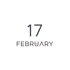 Obraz premium Seventeenth of February Minimalist Date Display with Subtle Heart Embellishments on White Background