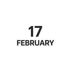 Obraz premium The date 17 February presented in strong black lettering on a simple white field, perfect for visual calendars, event planning, and marking specific