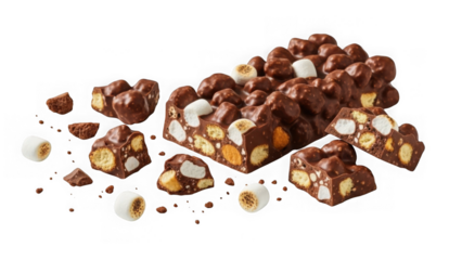 chocolate rice krispie treats with marshmallows floating