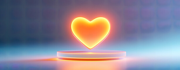 Burning heart shaped candle in glass