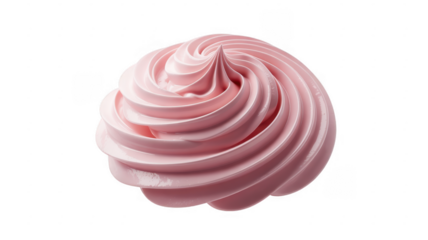 Pink whipped cream swirl dessert isolated on a transparent background