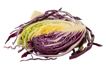 Obraz premium Red and green cabbage cut in half red cabbage cut cabbage isolated on a transparent background