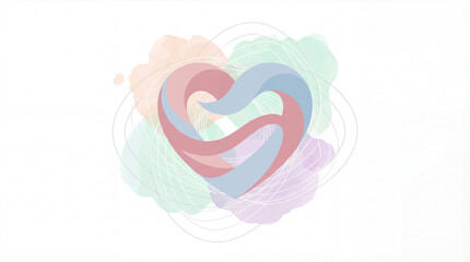 Obraz premium Watercolor heart card for Happy Valentine's Day, in soft colors