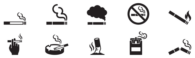 Cigarette icon vector set. Cigar illustration sign collection. smoke symbol. Cigaret vector icons. Cigarette icon set. Smoking concept icon. EPS 10 © Jeremy_Show