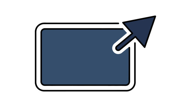 Minimalist Dark Blue Clickable Window Icon with Cursor Arrow for Web Design and UI UX announcement board